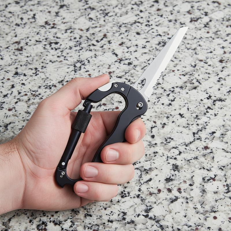Outdoor Camping Essential Gear - Mousqueton multifonctionnel 5 en 1, clip