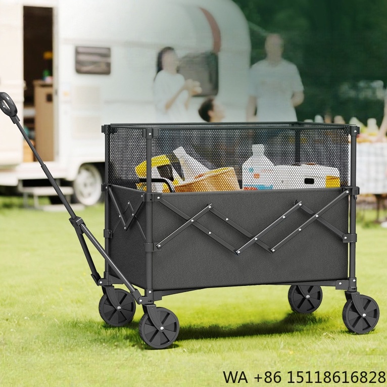 Camp Table Folding - Chariot utilitaire pliable à quatre roues,