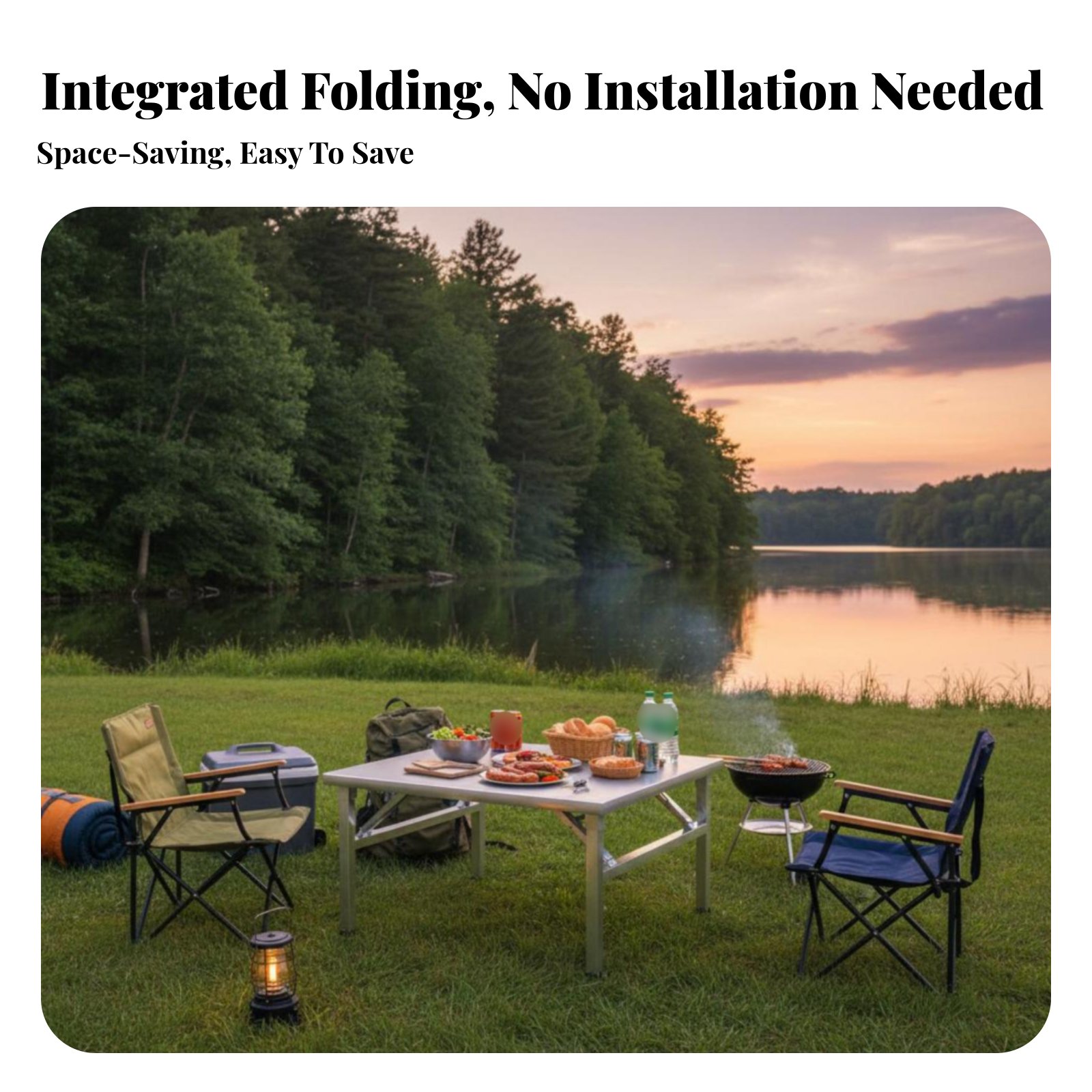 Camp Table Folding - Table de barbecue pliante avec plateau
